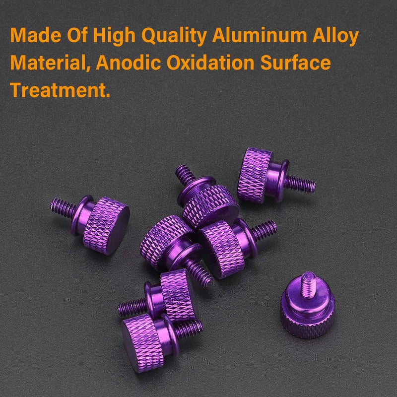 Powlankou 20 Pieces 6#-32 Computer Case Screws, Anodized Aluminum Thumbscrews, Fully Threaded Knurled Thumbscrews, Thumb Screws (Purple) - Image 2